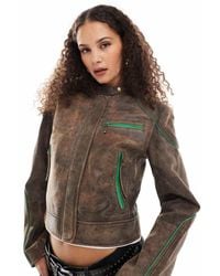 Urbancode - Distressed Leather Motor Jacket - Lyst