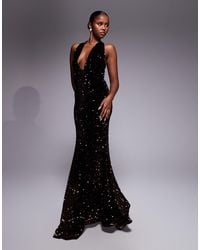 ASOS - Halter Plunge Neck Maxi Dress - Lyst