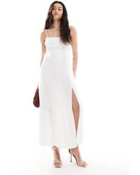 Hollister - Square Neck Babydoll Maxi Dress With A Slit - Lyst