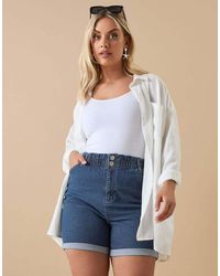 Yours Clothing - Elasticated Turn Up Denim Shorts - Lyst