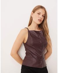 Gina Tricot - Buttoned Pu Top - Lyst