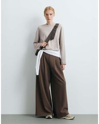 Oysho - Cotton Piqué Wide-Leg Trousers - Lyst
