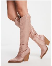 ASOS - Catapult Heeled Western Knee Boots - Lyst