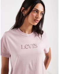 Levi's - T-shirt mit logo und strass - Lyst