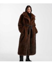 ASOS - Asos Design Tall Longline Faux Fur Belted Jacket - Lyst
