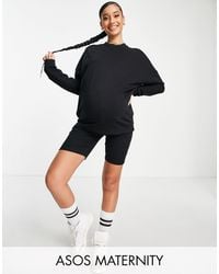 ASOS - Asos design maternity – trainingsanzug mit oversize-sweatshirt und gerippten leggings-shorts mit sitz unter dem bauch - Lyst