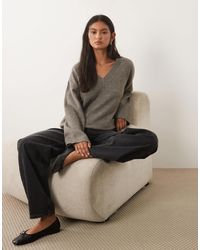 Vila - Oversize-strickpullover mit v-ausschnitt - Lyst