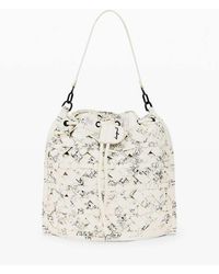 Desigual - Mochila Mediana Blanca Con Estampado De Escritura-Neutro - Lyst