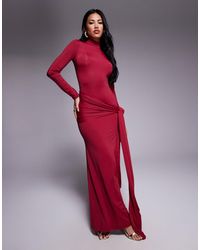 Bardot - Alix Tie Front Long Sleeve Maxi Dress - Lyst