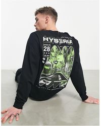 ASOS - T-shirt oversize à manches longues avec imprimé photo vert au dos - noir - Lyst