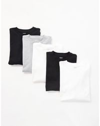 ASOS - Confezione Da 5 T-Shirt Basic Oversize Bianca, Nera E Grigio Mélange - Lyst