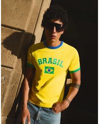Bershka - Slim Fit Brazil Print T-shirt - Lyst