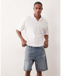 Jack & Jones - Tony Loose Fit Denim Shorts With Rip - Lyst