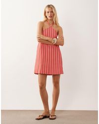 ASOS - Halter Neck Denim Mini Dress - Lyst