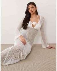 South Beach - Long Sleeve Crochet Maxi Dress - Lyst