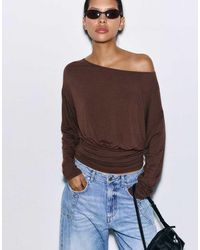 Pull&Bear - Boat Neck Top With Waistband - Lyst