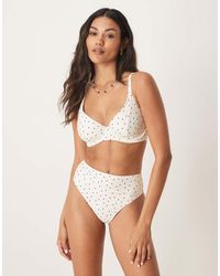 Peek & Beau - Slip Bikini Color Panna A Pois Neri A Vita Alta - Lyst