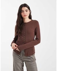 ASOS - Cotton Button Through Long Sleeve Top - Lyst