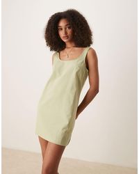 ASOS - – minikleid aus baumwoll-leinen - Lyst