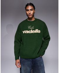 ASOS - Oversized Knit Crew Neck Sweater With Vadella Graphic - Lyst