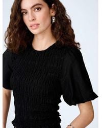 OMNES - Tops Nicola Shirred Linen Short Sleeve Top - Lyst
