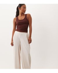 ASOS - Asos Design Petite Lounge Mix & Match Rib Wide Leg Pyjama Bottom - Lyst