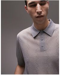 TOPMAN - Knitted Sheer Polo With Pointelle - Lyst