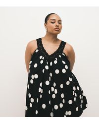 ASOS - Asos Design Curve V Neck Smock Poplin Mini Sundress With Lace Overlay - Lyst