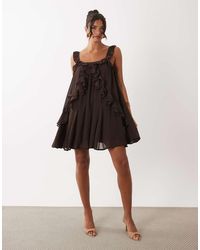 Y.A.S - Chiffon Ruffle Trim Cami Mini Dress - Lyst