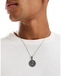 ASOS - – farbene halskette aus wasserfestem edelstahl mit rundem souverän-anhänger - Lyst