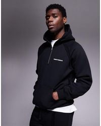 The Couture Club - Sudadera Negra Con Capucha, Logo Y Costuras Sin Rematar De (Parte De Un Conjunto) - Lyst