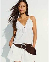Bershka - Ruffle Strap Top - Lyst