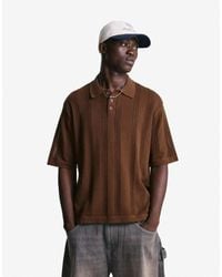 Bershka - Textured Openwork Polo Shirt - Lyst