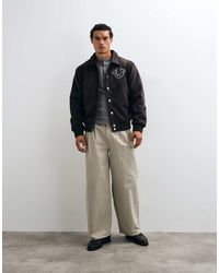TRUE RELIGION - Back Logo Suede Bomber Jacket - Lyst