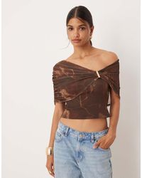ASOS - Top Monospalla Con Stampa Astratta A Fiori E Finiture - Lyst