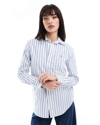 Polo Ralph Lauren - Camisa oxford a rayas azules con logo - Lyst