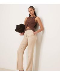 ASOS - Pantalones De Sastre De Corte Recto Slim Con Cinturón De Tall-Sin Color - Lyst