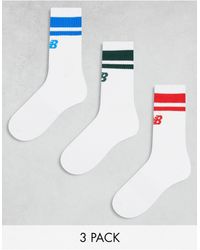 New Balance - Confezione da 3 paia di calzini corti multicolore con logo lineare - Lyst