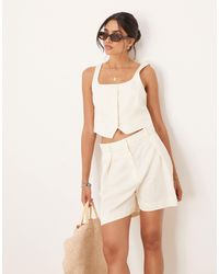Mango - Cotton Mix Low Square Neck Cropped Waistcoat Co-ord - Lyst