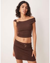 ASOS - Co-Ord Texture One Shoulder Top With Trim Detail - Lyst