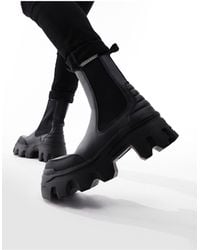 ASOS - – chelsea-stiefel aus em kunstleder mit dicker sohle und gepolsterten details - Lyst