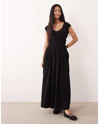 ASOS - Short Sleeve With Gathered Cinched Waist Maxi Dress - Lyst