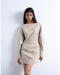TOPSHOP - Getailleerde Mini-Jurk Met Rechte Hals - Lyst