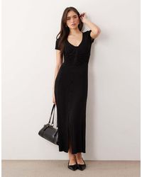 ASOS - Button Front Ruched Waist Tea Dress - Lyst