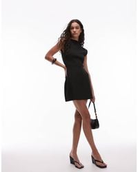 Mango - Compact Knit High Neck Mini Shift Dress - Lyst