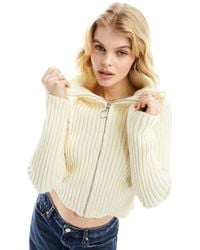 Mango - Zip Front Funnel Neck Jumper - Lyst