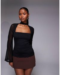 ASOS - Mesh Scarf Top With Angel Sleeve - Lyst