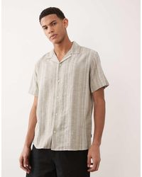 Jack & Jones - Premium Linen Blend Textured Stripe Shirt - Lyst