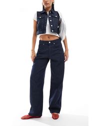 Pull&Bear - Jean d'ensemble bouffant à rayures - foncé brut - Lyst