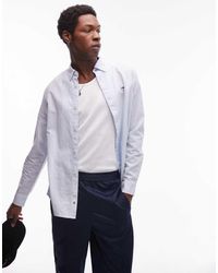 Tommy Hilfiger - Camisa Azul De Corte Estándar De Mezcla De Lino De - Lyst